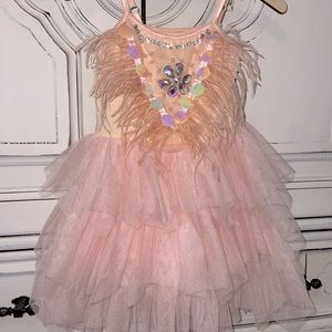 Toddler tulle dress with feathers